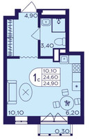 Планировка студии(квартира) площадью 24.9 квадратных метров в “ЖК Героев”