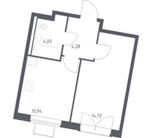 Планировка однокомнатной(квартира) площадью 34.03 квадратных метров в “ЖК Квартал Западный”