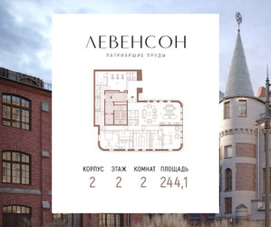 Планировка двухкомнатной(квартира) площадью 244.1 квадратных метров в ЖК “ЖК LEVENSON (Левенсон)”