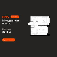 Планировка однокомнатной(квартира) площадью 36.3 квадратных метров в “ЖК Мичуринский Парк”