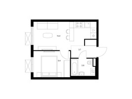 Планировка однокомнатной(квартира) площадью 32.4 квадратных метров в “ЖК Волжский Парк”