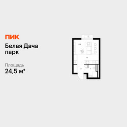 Планировка студии(квартира) площадью 24.5 квадратных метров в ЖК “ЖК Белая Дача парк”