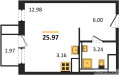 Планировка студии(квартира) площадью 25.97 квадратных метров в “ЖК Пригород Лесное”