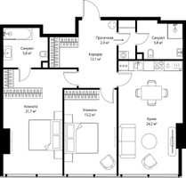 Планировка двухкомнатной(квартира) площадью 87.1 квадратных метров в “ЖК ОНЕ”