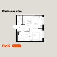 Планировка однокомнатной(квартира) площадью 36.6 квадратных метров в “ЖК Саларьево парк”