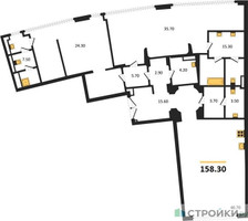 Планировка двухкомнатной(квартира) площадью 158.3 квадратных метров в “ЖК Nicole (Николь)”