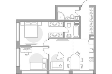 Планировка трехкомнатной(квартира) площадью 65.53 квадратных метров в ЖК “ЖК Мневники от Гранель”