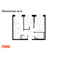 Планировка двухкомнатной(квартира) площадью 47.21 квадратных метров в “ЖК Ильинские луга”