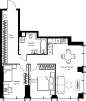 Планировка двухкомнатной(квартира) площадью 65.8 квадратных метров в “ЖК Веер”