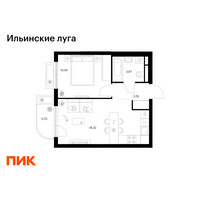 Планировка однокомнатной(квартира) площадью 36.83 квадратных метров в “ЖК Ильинские луга”