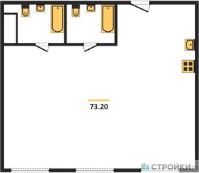 Планировка двухкомнатной(квартира) площадью 73.1 квадратных метров в ЖК “ЖК Nametkin Tower (Наметкин Тауэр)”