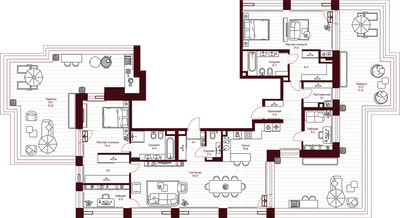 Планировка двухкомнатной(квартира) площадью 177.2 квадратных метров в ЖК “ЖК Дом 7 Даниловский”