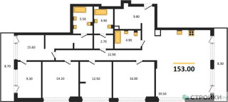 Планировка 4+ комнатной(квартира) площадью 153 квадратных метров в “ЖК СТОУН Грэйн”