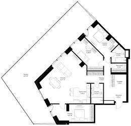 Планировка трехкомнатной(апартаменты) площадью 166.96 квадратных метров в ЖК “ЖК JOIS (Джойс)”