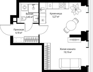 Планировка однокомнатной(квартира) площадью 32.09 квадратных метров в ЖК “Мультиквартал СИТИДЗЕН”