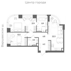 Планировка двухкомнатной(квартира) площадью 83.4 квадратных метров в ЖК “ЖК СТОУН Блик”