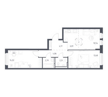 Планировка двухкомнатной(квартира) площадью 59.38 квадратных метров в “ЖК Новое Видное”