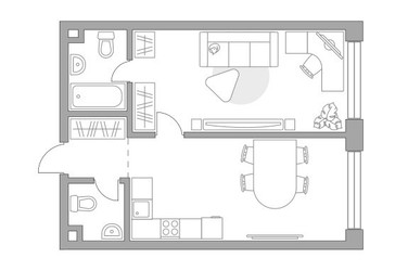 Планировка однокомнатной(квартира) площадью 48.83 квадратных метров в ЖК “ЖК Мневники от Гранель”