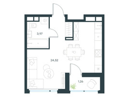 Планировка студии(квартира) площадью 29.75 квадратных метров в “ЖК Город в лесу (Микрогород В лесу)”
