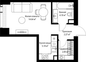 Планировка студии(квартира) площадью 29.16 квадратных метров в “ЖК Веер”