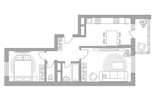 Планировка двухкомнатной(квартира) площадью 58.02 квадратных метров в “ЖК Новая Алексеевская роща”