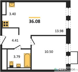 Планировка однокомнатной(квартира) площадью 36.08 квадратных метров в ЖК “ЖК Горки Парк”