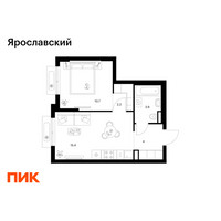 Планировка однокомнатной(квартира) площадью 36.2 квадратных метров в “ЖК Ярославский”