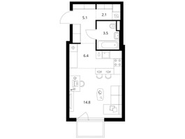 Планировка студии(квартира) площадью 32.7 квадратных метров в “ЖК Середневский лес”