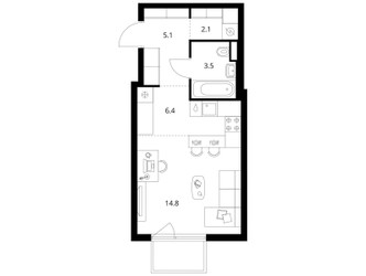 Планировка студии(квартира) площадью 32.7 квадратных метров в ЖК “ЖК Середневский лес”