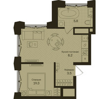 Планировка однокомнатной(квартира) площадью 36.8 квадратных метров в “ЖК Дом на Часовой”