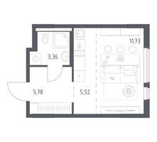 Планировка студии(квартира) площадью 26.39 квадратных метров в “ЖК Горки Парк”