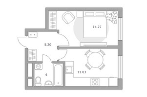 Планировка однокомнатной(квартира) площадью 35.3 квадратных метров в “ЖК Императорские Мытищи”