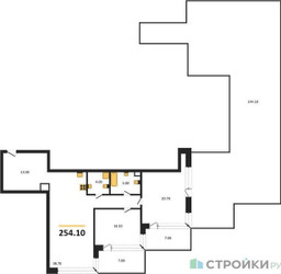 Планировка двухкомнатной(квартира) площадью 254.1 квадратных метров в ЖК “ЖК RED7”