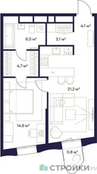 Планировка однокомнатной(квартира) площадью 54.2 квадратных метров в ЖК “ЖК Союз (СВАО)”