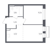 Планировка однокомнатной(квартира) площадью 34.73 квадратных метров в “ЖК Рублевский Квартал”