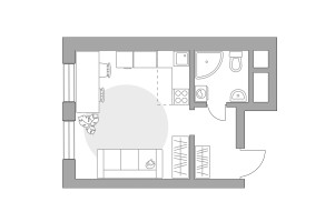 Планировка студии(квартира) площадью 23.29 квадратных метров в “ЖК Пехра”