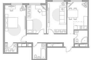 Планировка 4+ комнатной(квартира) площадью 73.04 квадратных метров в ЖК “ЖК Аникеевский”