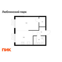 Планировка однокомнатной(квартира) площадью 33.6 квадратных метров в “ЖК Люблинский парк”