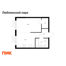 Планировка однокомнатной(квартира) площадью 33.6 квадратных метров в ЖК “ЖК Люблинский парк”