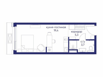 Планировка студии(квартира) площадью 28.42 квадратных метров в ЖК “ЖК Остров”