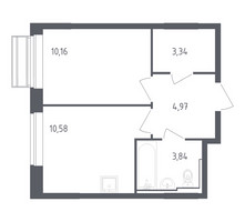 Планировка однокомнатной(квартира) площадью 32.89 квадратных метров в “ЖК Рублевский Квартал”
