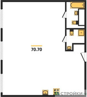 Планировка двухкомнатной(квартира) площадью 70.7 квадратных метров в “ЖК Nametkin Tower (Наметкин Тауэр)”