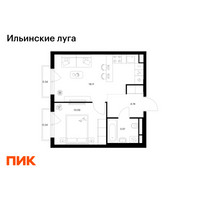 Планировка однокомнатной(квартира) площадью 37.69 квадратных метров в “ЖК Ильинские луга”
