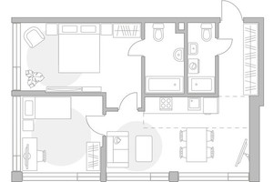 Планировка двухкомнатной(квартира) площадью 59.45 квадратных метров в “ЖК Мневники от Гранель”