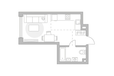 Планировка студии(квартира) площадью 28.04 квадратных метров в ЖК “ЖК Мневники от Гранель”
