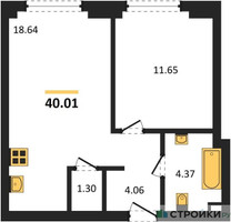 Планировка однокомнатной(квартира) площадью 40.01 квадратных метров в “ЖК "Гранд Фили"”
