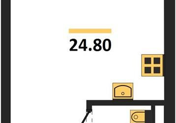 Планировка студии(квартира) площадью 24.8 квадратных метров в ЖК “ЖК Обручева 30”