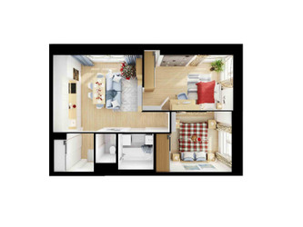 Планировка двухкомнатной(квартира) площадью 49 квадратных метров в ЖК “ЖК Руставели 14”