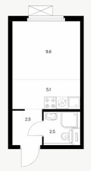 Планировка студии(квартира) площадью 19.7 квадратных метров в ЖК “ЖК Кузьминский лес”