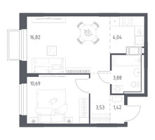 Планировка однокомнатной(квартира) площадью 40.38 квадратных метров в “ЖК Томилино Парк”